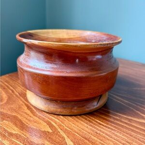 Large Handcrafted Wooden Bowl — Warm Chestnut Finish 6.5” x 4” Home Decor Candle